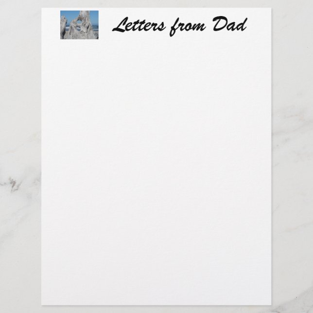 Letters from Dad paper letterhead Driftwood Ocean (Front)