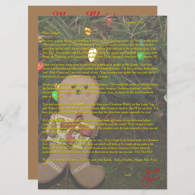 Letters from Santa Gingerbread Man Christmas Tree Holiday Card (Front/Back)