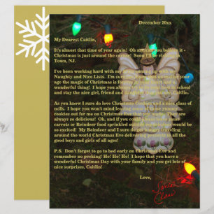 Letters from Santa Gold Angel Lights Name 