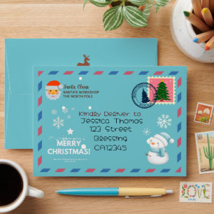 Letters from Santa Mistletoe Stamp Christmas Snow Envelope