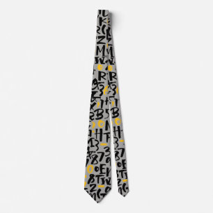 Letters Pattern -Grey- Tie