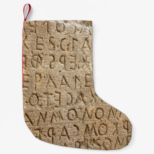 Letters stone texture background small christmas stocking