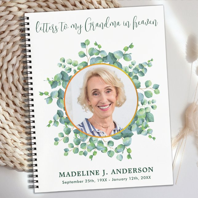 Letters To Grandma In Heaven Custom Photo Grief    Notebook (Creator Uploaded)