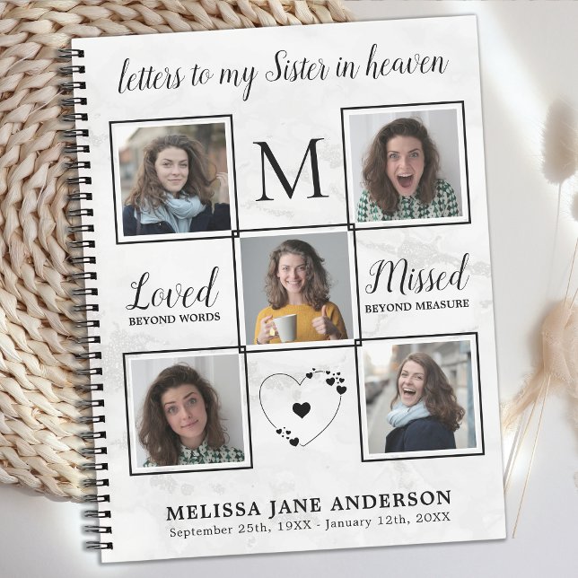Letters To Heaven Custom 5 Photo Collage Grief Notebook (Creator Uploaded)