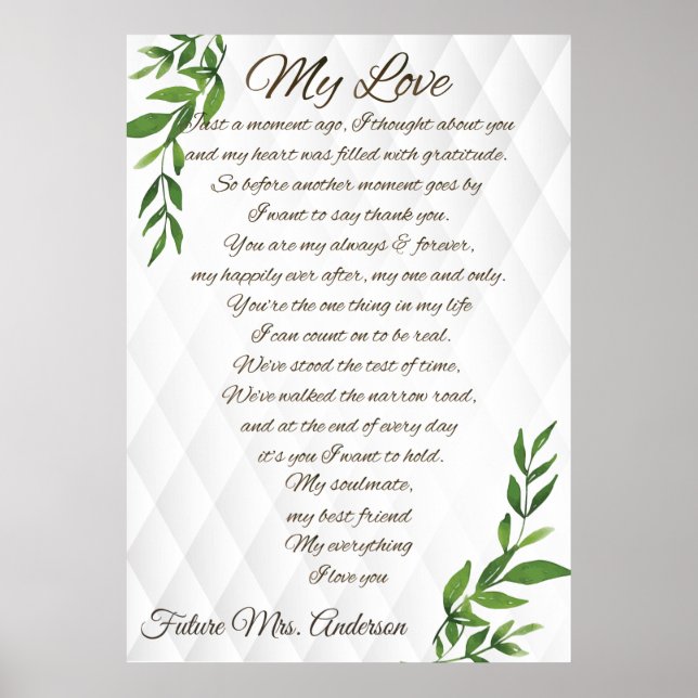 Letters to my Future Husband love elegant luxury Poster (Front)