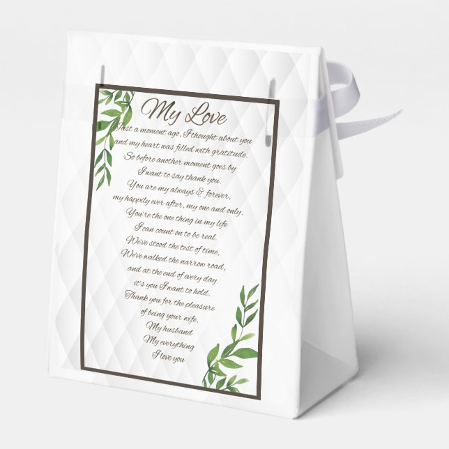 Letters to my Husband love elegant Favor Box (Back Side)