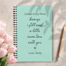Letters to My Mom Grief Journal in Teal Colour