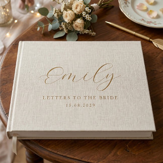 Letters To The Bride Beige Linen Personalized Guest Book