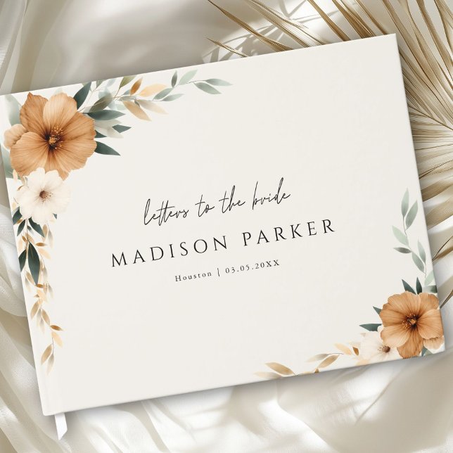 Letters to the Bride! Boho Beige Bridal Shower  Guest Book (Letters to the Bride! Boho Beige Copper Creme Sage-Green Bridal Shower Guest Book)