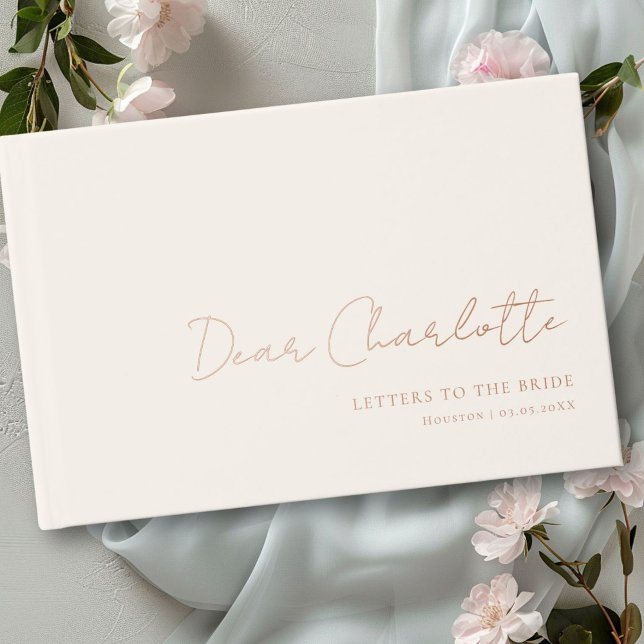 Letters to the Bride! Minimal, Handwriting Font Guest Book (Letters to the Bride! Minimal, Handwriting Font Foil Guest Book with your name, date & text.)
