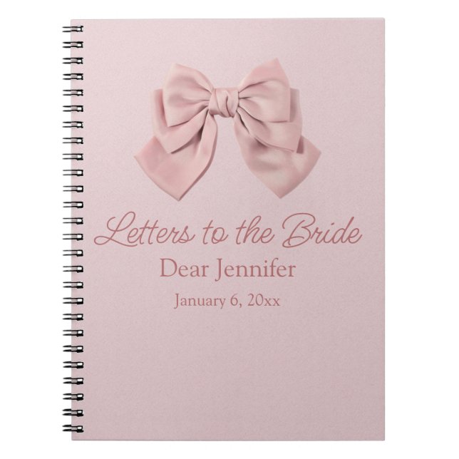 letters to the bride,pink bow elegant keepsake  notebook (Front)