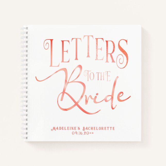 Letters To The Bride Shower Bachelorette Guestbook Notebook (Front)