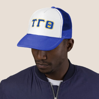 Letters Trucker Hat - Royal w/ Yellow Outline