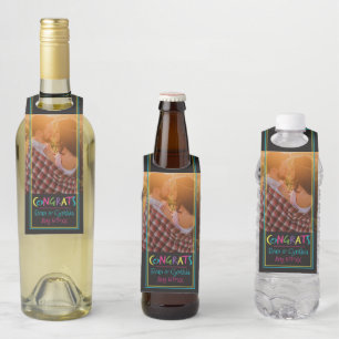 Letters With Heart Congrats Photo Bottle Tag