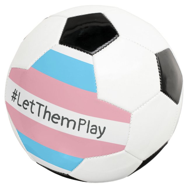 #LetThemPlay Transgender Athletes Trans Flag Soccer Ball (Three Quarter)