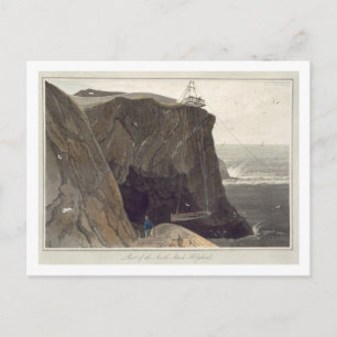 Letting down a boat from the platform at Holyhead, Postcard