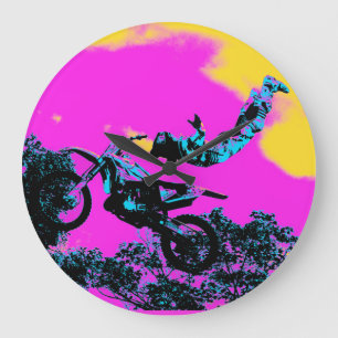 Letting Go - Freestyle Motocross Stunt Large Clock