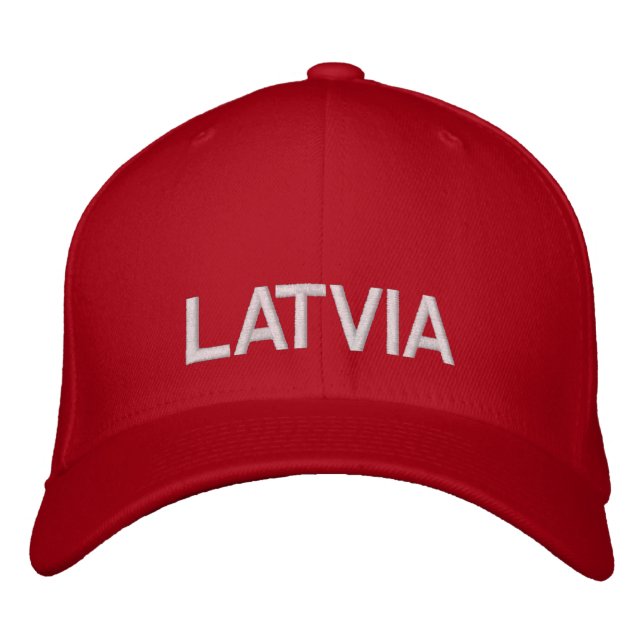 Lettonie Casquette de baseball personnalisé rouge  (Devant)