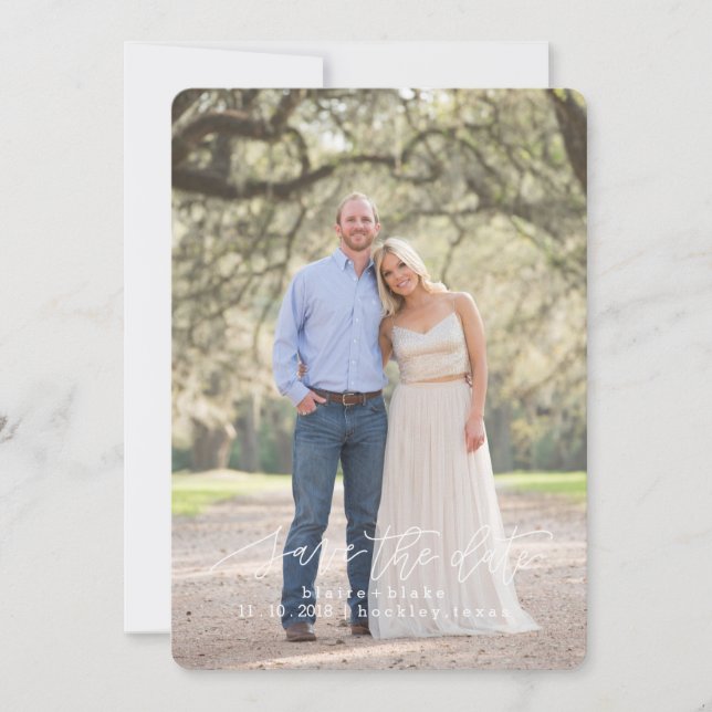 Lettrage blanc Enregistrer la carte de date (Devant)