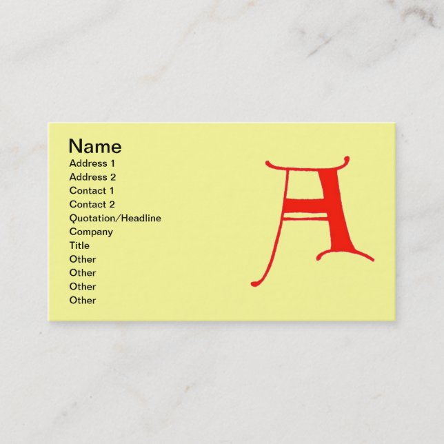 Lettre A Carte de visite (Devant)