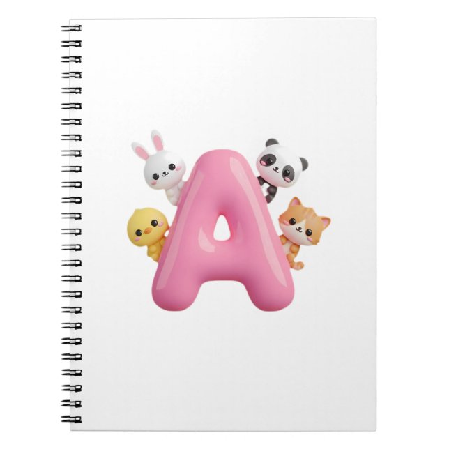Lettre A en ballon rose 3D – Cahier des animaux de (Devant)
