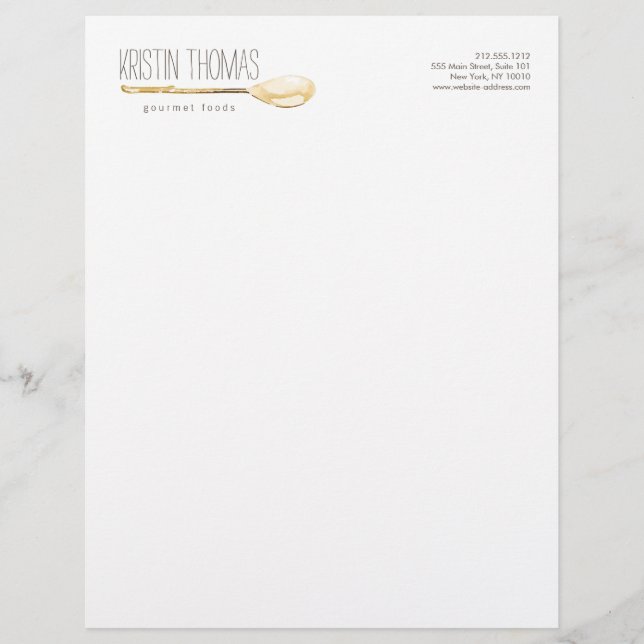 Lettre À En-tête Aquarelle Cuillère, Chef (Devant)