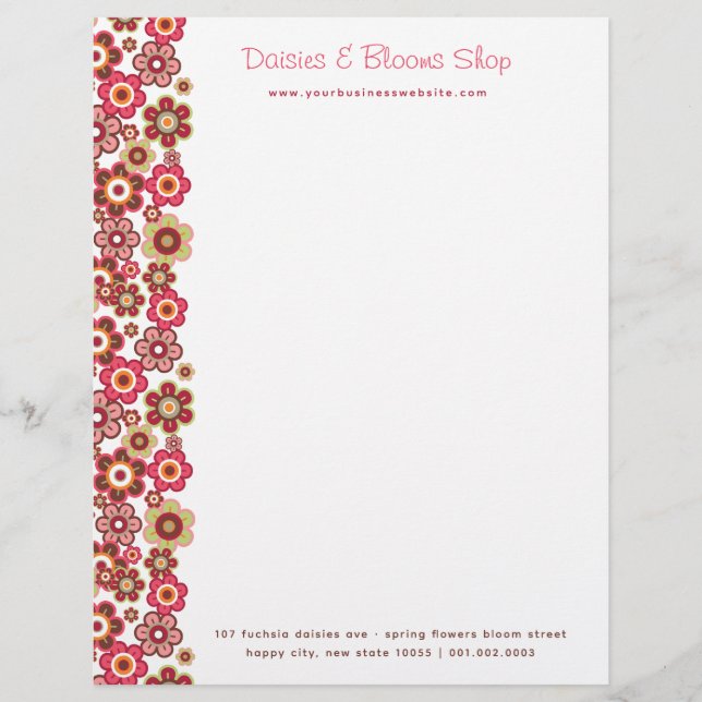 Lettre À En-tête Bonbons Rose Doux Fleurs Fleurs Fille Motif Amusan (Devant)