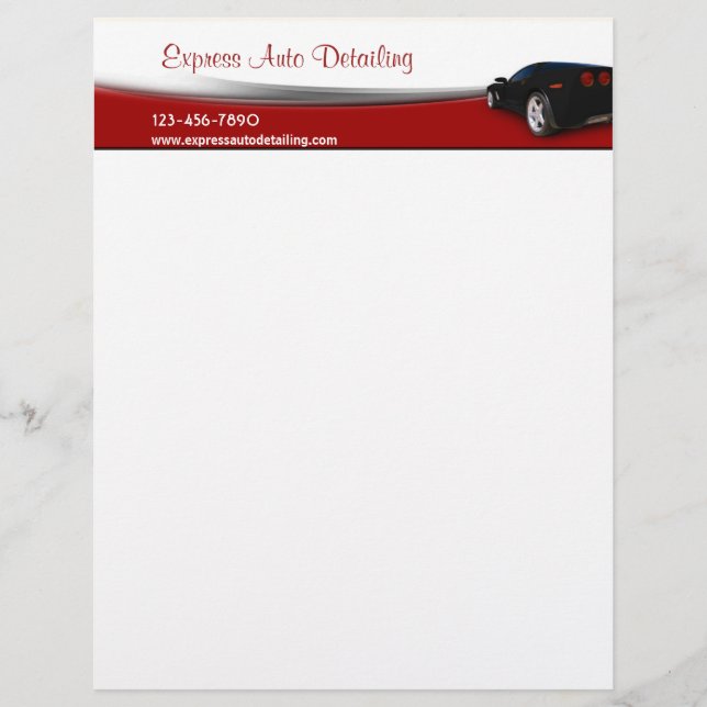 Lettre À En-tête Détail du lavage de voiture (Devant)