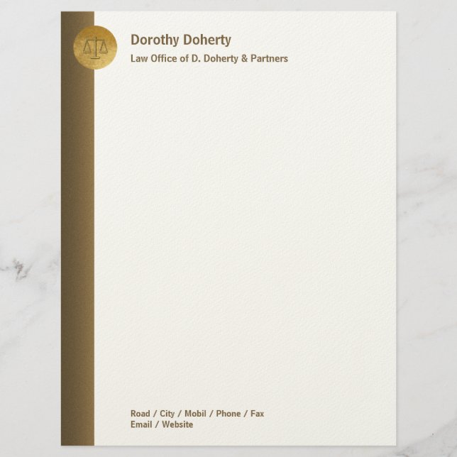 Lettre À En-tête Échelles de justice OFFICE DU DROIT Letterhead (Devant)