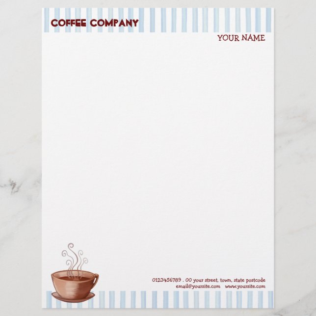 Lettre À En-tête En-tête de la coupe du café (Devant)