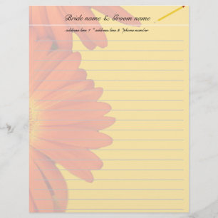 Lettre À En-tête fleur marguerite gerbéra orange