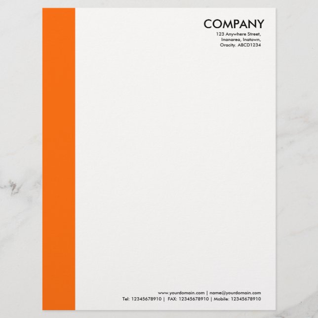 Lettre À En-tête Marge de couleur - Orange (Devant)