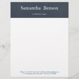 Lettre À En-tête Simple minimaliste moderne bleu et blanc