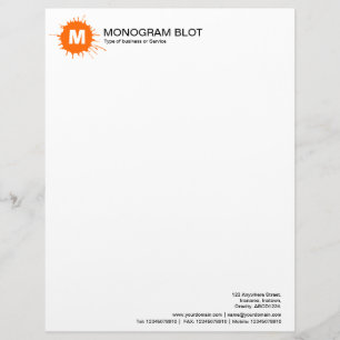 Lettre À En-tête Tache de monogramme - orange