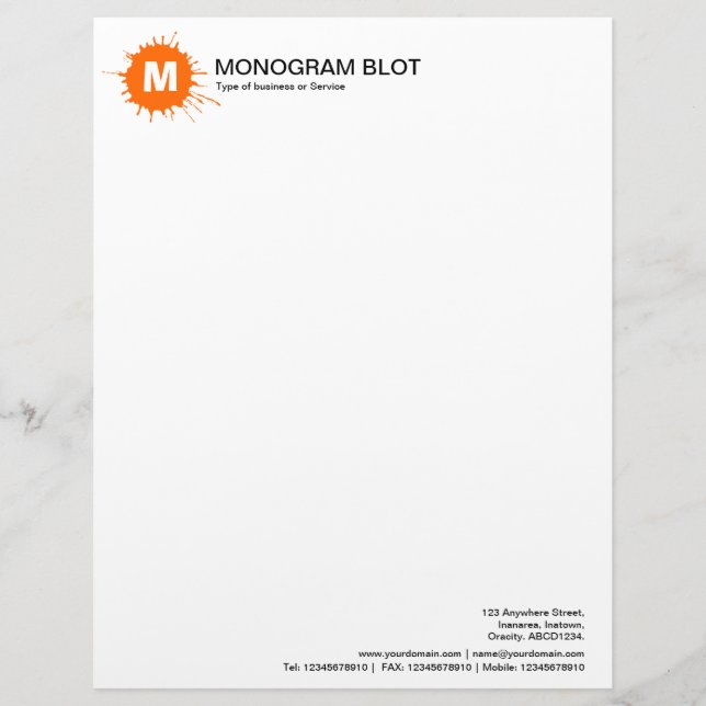 Lettre À En-tête Tache de monogramme - orange (Devant)