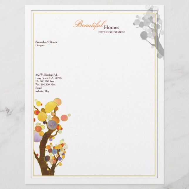 Lettre À En-tête Whimsical Boho Trees Design d'intérieur (Devant)