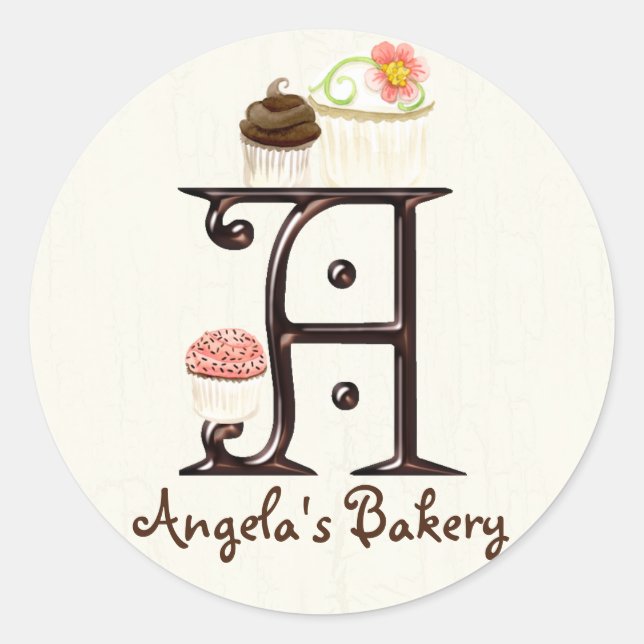 Lettre A Monogram Cupcake Logo Stickers d'entrepri (Devant)
