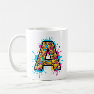 Lettre A Mug avec Emoji Design amusant