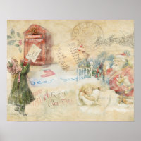 "Lettre à Père Noël" Affiche de Noël Vintage