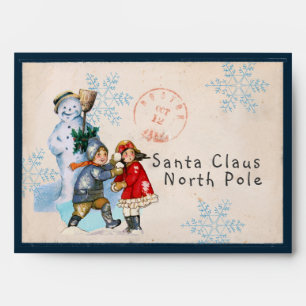 Lettre à Père Noël Enveloppe Snowman Vintage Enfan
