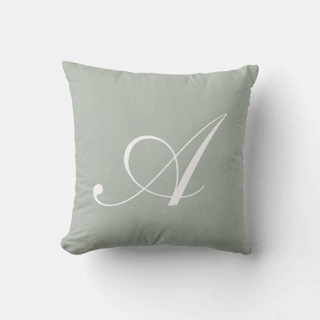 Lettre A Silver Grey Monogramme Coussin (Recto)