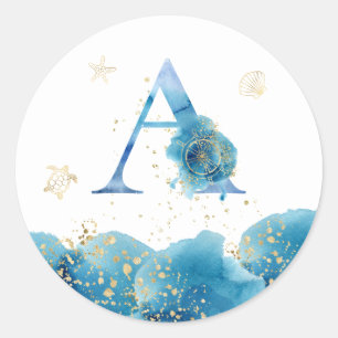 *~* LETTRE A - Sticker à enveloppe de l'océan mari