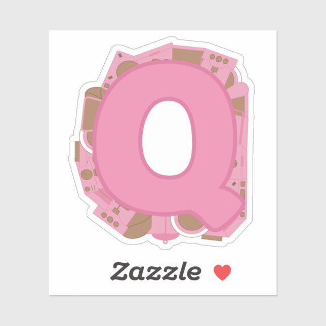 Lettre à thème Q Autocollant en vinyle coupé sur m (Feuille)