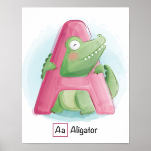 Lettre alphabet blanc mignon A Poster