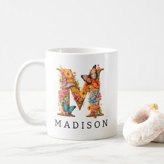 Lettre alphabet de jardin M Monogram Café Mug