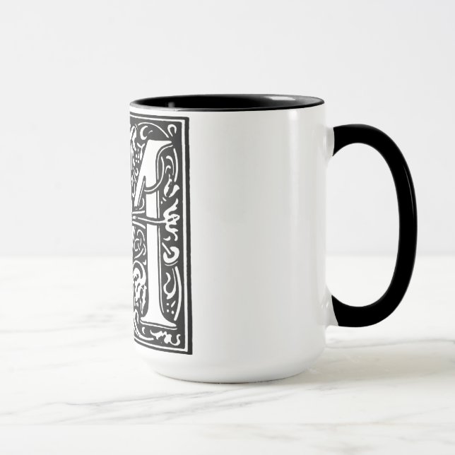 Lettre alphabet de style Renaissance M sur Mug (Droite)