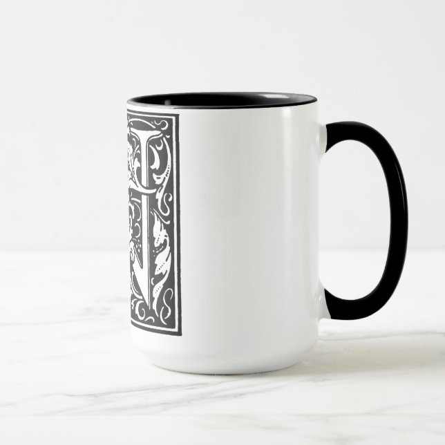 Lettre alphabet de style Renaissance N sur Mug (Droite)