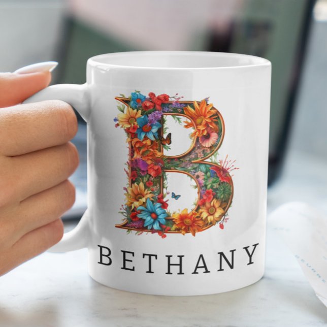 Lettre alphabet du jardin B Monogramme Café Mug (Créateur téléchargé)