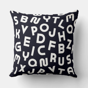 Lettre alphabet noir/blanc Coussin