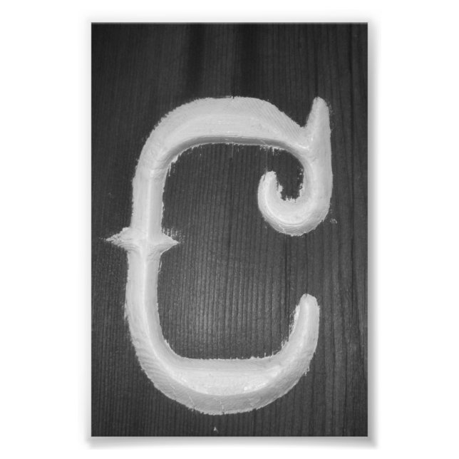 LETTRE Alphabet Photographie C6 Noir et Blanc 4x6 (Devant)
